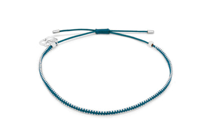 Euphonium Turquoise & Silver Pull Through Woven Bracelet