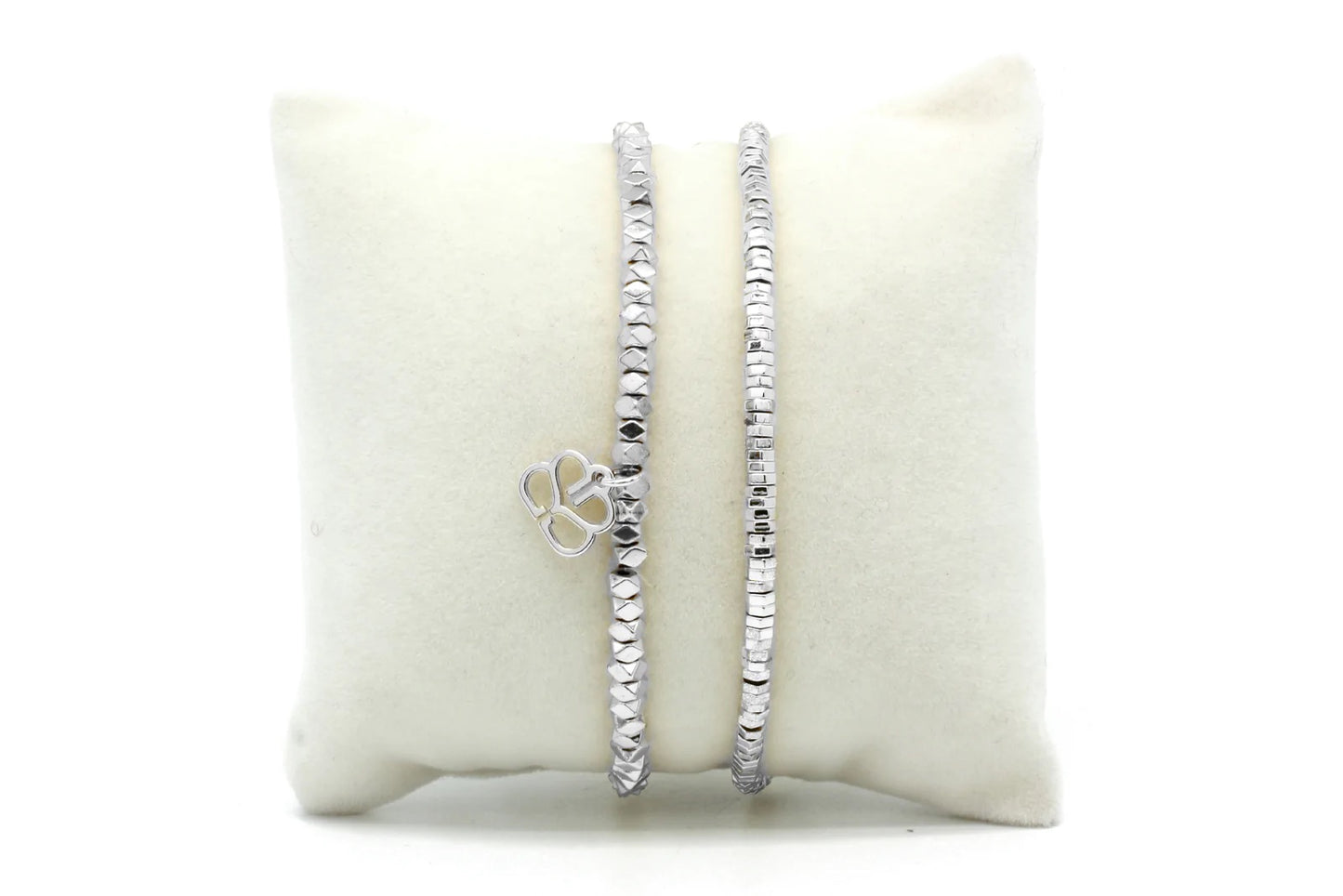 Flicker Minor Siver 2 Layer Stretch Bracelet Set