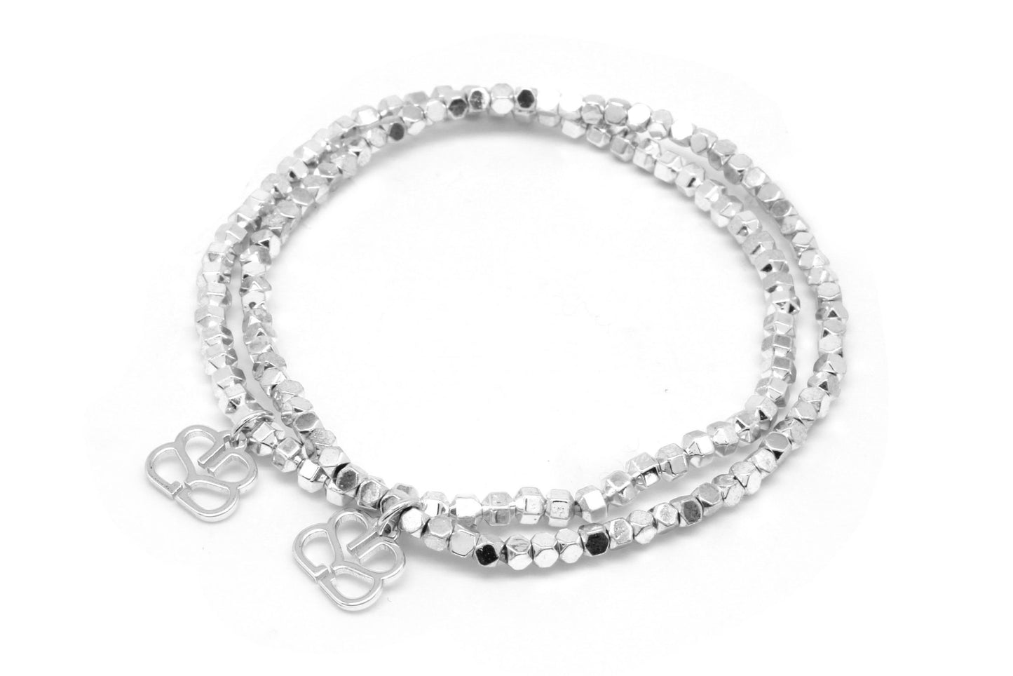 Flicker Minor Siver 2 Layer Stretch Bracelet Set