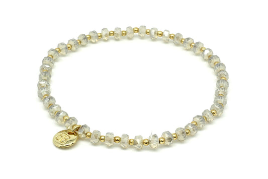 Prunus Smoke & Gold Stretch Crystal Bracelet