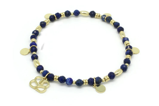 Wisdom Blue Five Charm Stretch Gold Bracelet