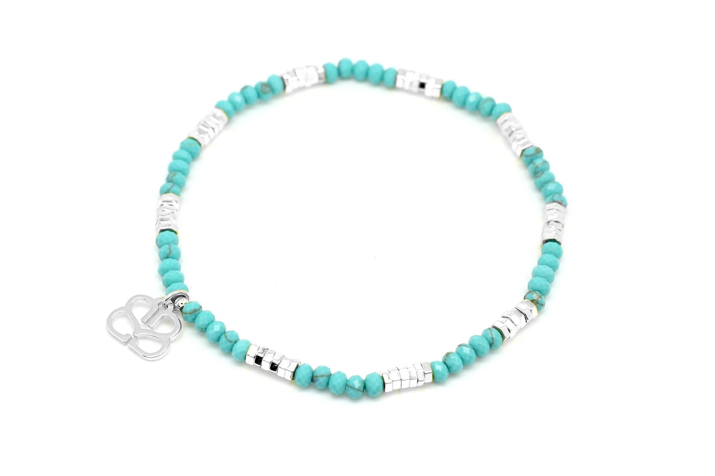 Cerulean Turquoise Silver Stretch Bracelet