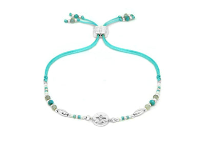 Goji Turquoise Gemstone & Miyuki Bead Silver Bracelet