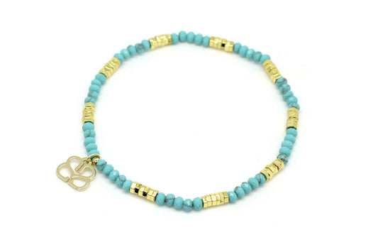 Cerulean Turquoise Gold Stretch Bracelet