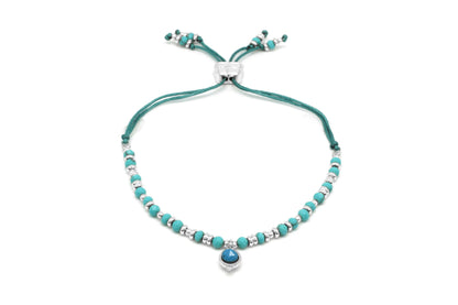 Sense Turquoise Silver Beaded Friendship Bracelet