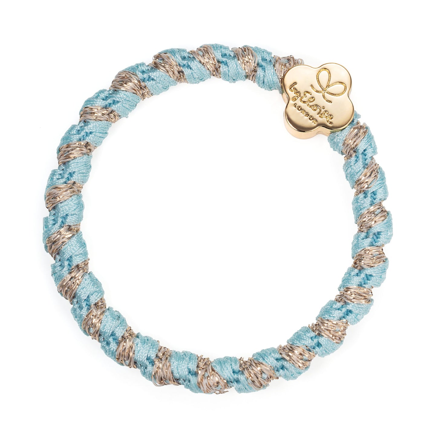 Woven Gold and Peppermint Quatrefoil Hair Tie