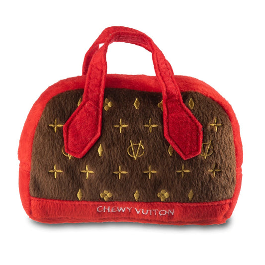 Chewy Vuiton Red Trim Handbag Parody Dog Toy