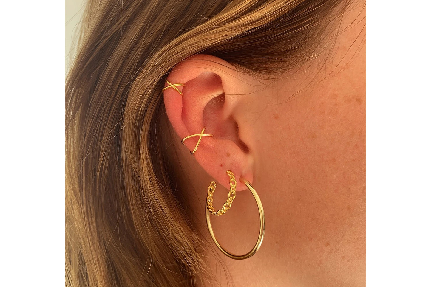 Julin 34mm Gold Plain Hoop Earrings