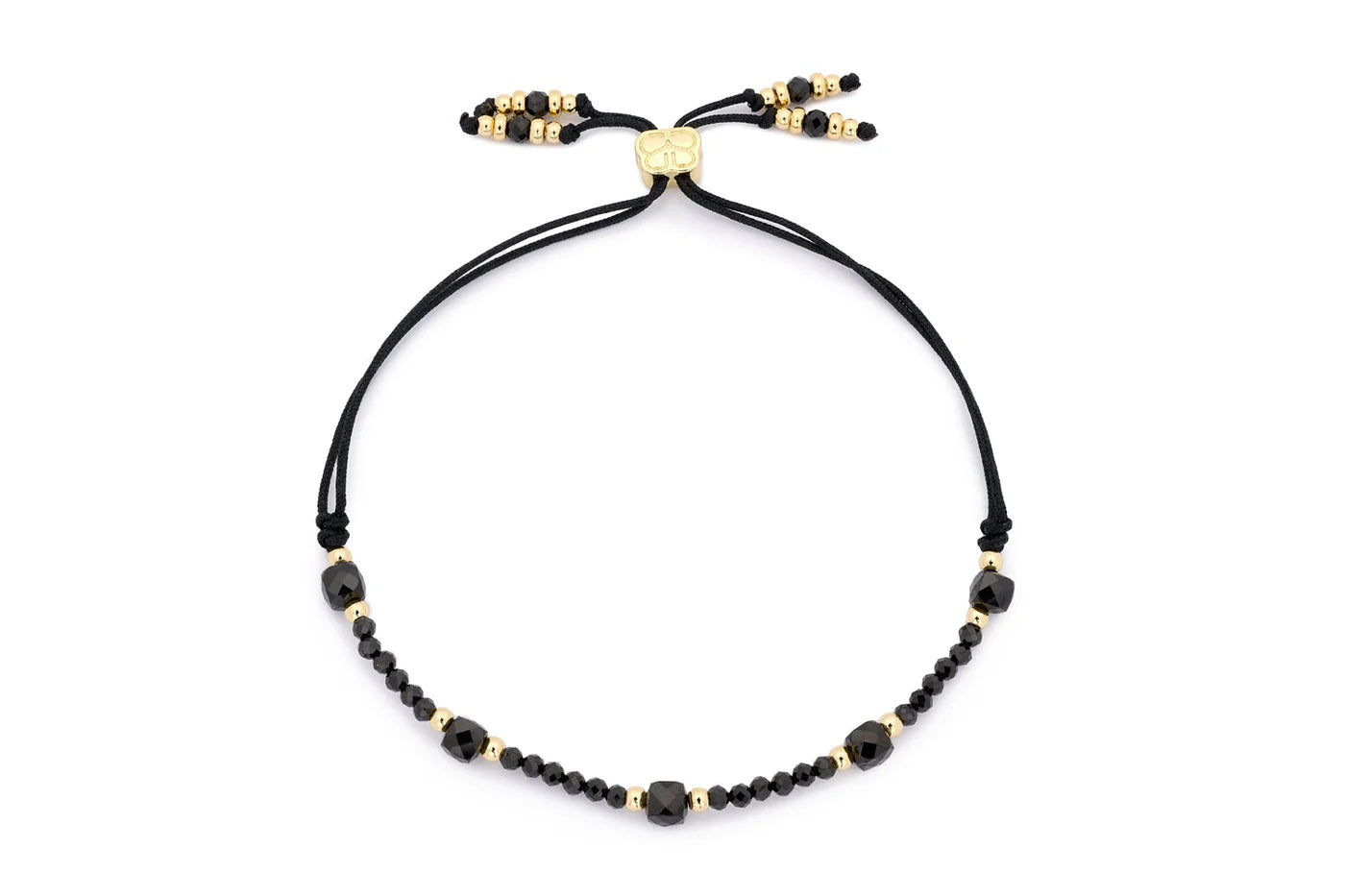 Meadow Gold & Black Spinel Beaded Slider Bracelet