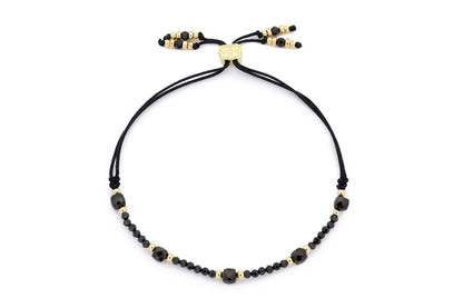 Meadow Gold & Black Spinel Beaded Slider Bracelet