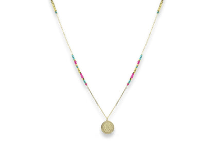 Nemty Turquoise & Pink Long Pendant Necklace