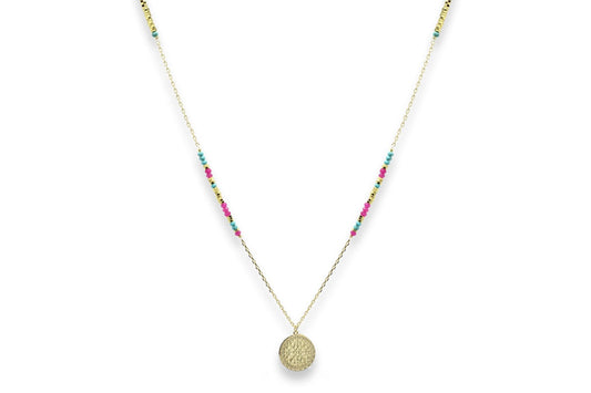 Nemty Turquoise & Pink Long Pendant Necklace