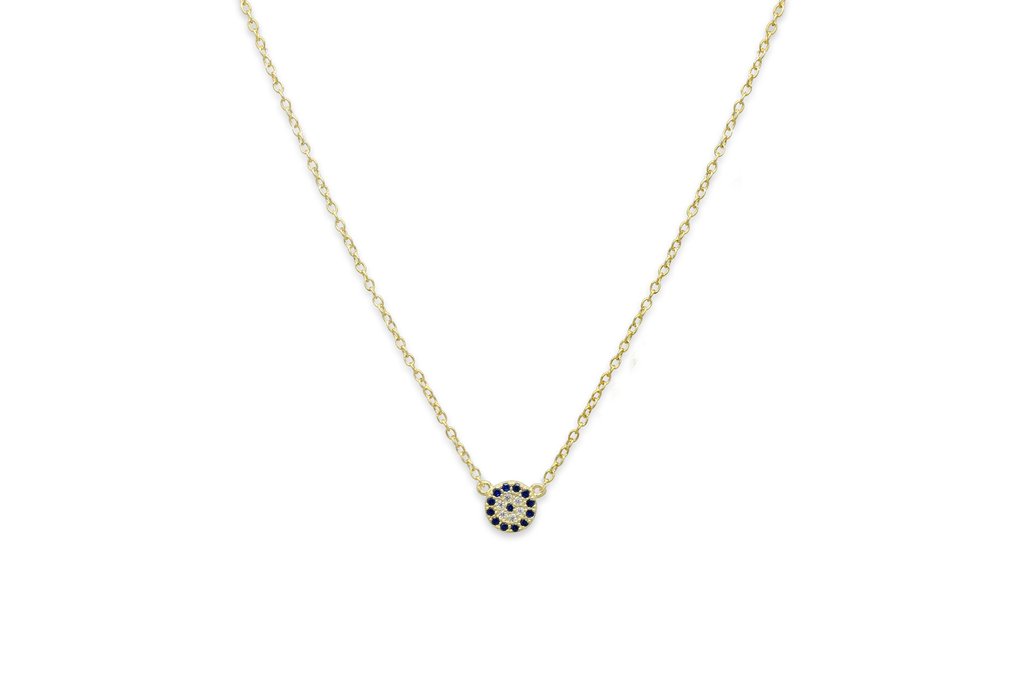 Marnier Gold Blue Disc Necklace