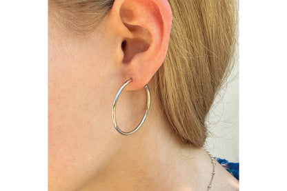 Julin 34mm Silver Plain Hoops