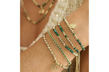 Braid Forest Green Gold Bracelet